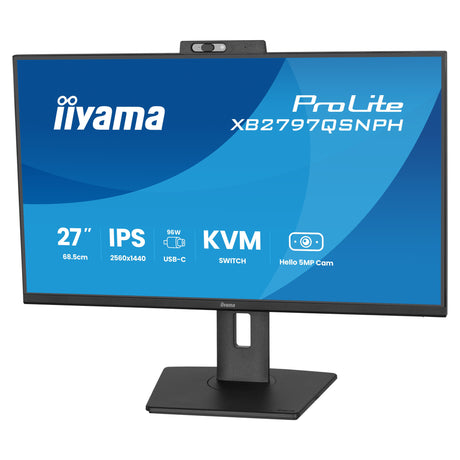 Monitor Iiyama prolite xb2797qsnph-b1 27 (czarny, hdmi, displayport, usb-c, lan, audio, kamerka internetowa)