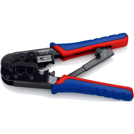 Szczypce do zaciskania Knipex 97 51 10 sb (niebiesko-czerwone, wtyczka RJ-11 12 i RJ-45)