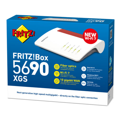 Fritz! box 5690 xgs edycja międzynarodowy router światłowodowy (biały czerwony, mesh Wi-Fi, 10 Gbit s)