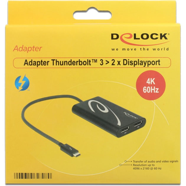 Delock adapter Thunderbolt 3 > 2x Display Port (czarny, 0,27 m)