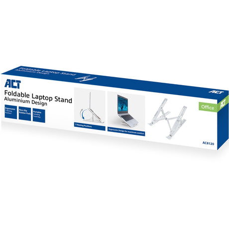 Stojak na laptopa Act Connectivity, aluminiowy, składany (aluminiowy, regulacja wysokości w 7 pozycjach)