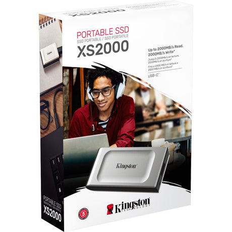 Przenośny zewnętrzny dysk SSD Kingston xs2000 4 TB (srebrno-czarny, sxs2000 2000g, USB-C 3.2 (20 GBit s))