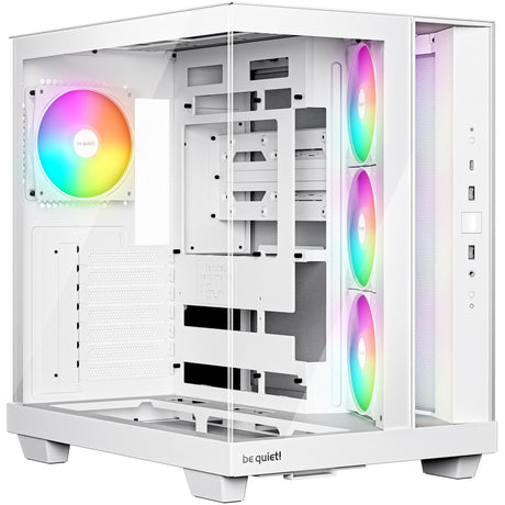 Bądź cicho! podstawa świetlna 500 lx obudowa midi tower (biała | 2x USB-A | 1x USB-C | RGB | okienko)