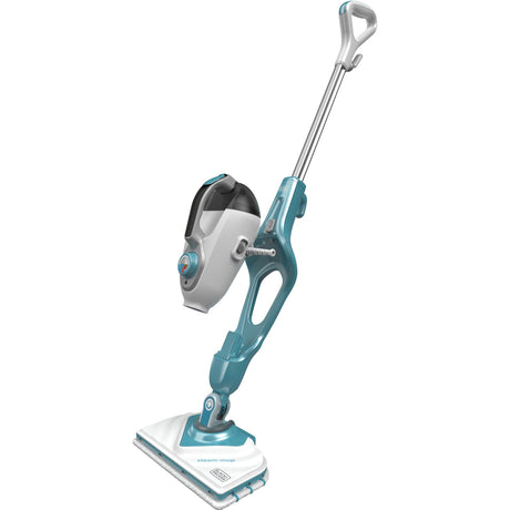 Mop parowy Black+decker bhsm1610dsm 1600 W ze steamitt, stopką delta i 15 akcesoriami do odkurzacza parowego (biały niebiesko-szary)
