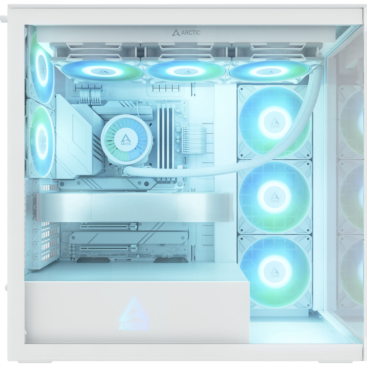 Obudowa Arctic xtender vg midi tower (biała | 2x USB-A | 1x USB-C | RGB | szkło hartowane)