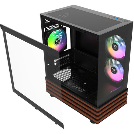 Obudowa mini tower Thermaltake View 170 ws argb (kolor czarnego drewna | 2x usb-a | rgb | okno)