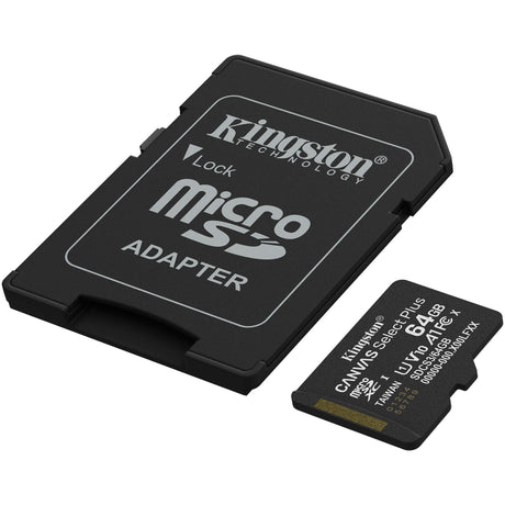 Karta pamięci Kingston Canvas Select Plus 64 GB MicroSDXC (czarna, UHS-I U1, Class 10, V10, w zestawie adapter SD)