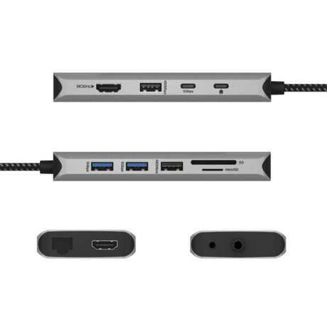 Stacja dokująca Icy box ib-dk4061-cpd (antracyt, USB-A, USB-C, HDMI, czytnik kart, Gigabit LAN)