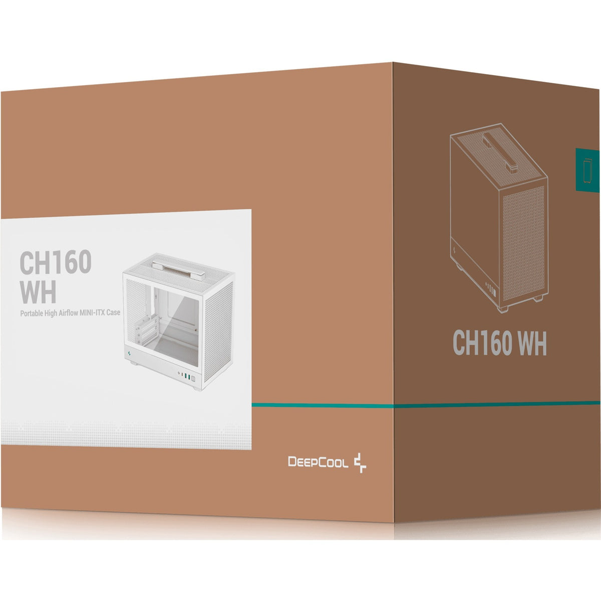 Obudowa mini tower Deepcool ch160 (biała | 2x USB-A | 1x USB-C | szkło hartowane)