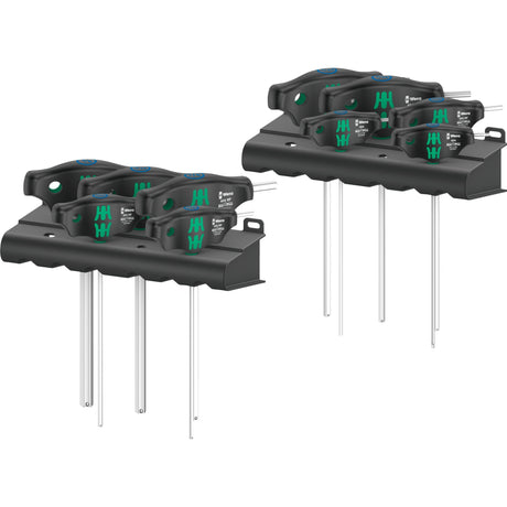Wera 454 10 hf zestaw imperial 1 zestaw kluczy L z uchwytem T hex-plus (czarno-zielony, z funkcją przytrzymywania, kciuki, 10 sztuk)