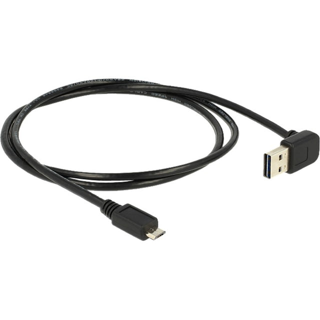 Delock Kabel męski USB-A 2.0 90° > micro-USB (czarny, 1 metr)