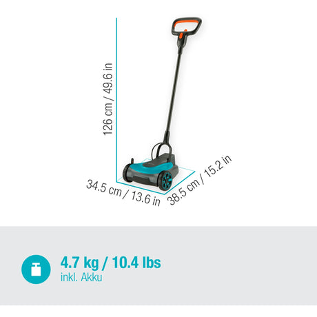 Zestaw kosiarki Gardena Handmower 22 18v p4a (szary turkusowy, 14620-20, akumulator w zestawie)