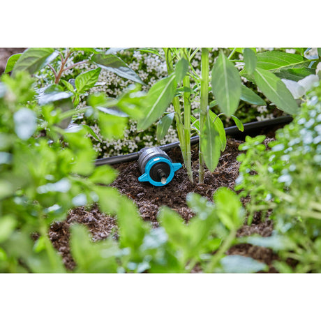Kroplownik regulowany Gardena 1-8 l h, kroplownik z kompensacją ciśnienia (czarny turkusowy)