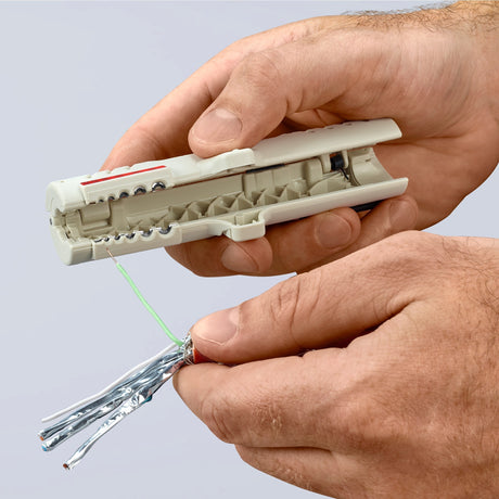 Narzędzie do ściągania izolacji Knipex 16 65 125 sb nadaje się do: kabla Cat5 4,5 do 10 mm 0,2 do 4,0 mm²