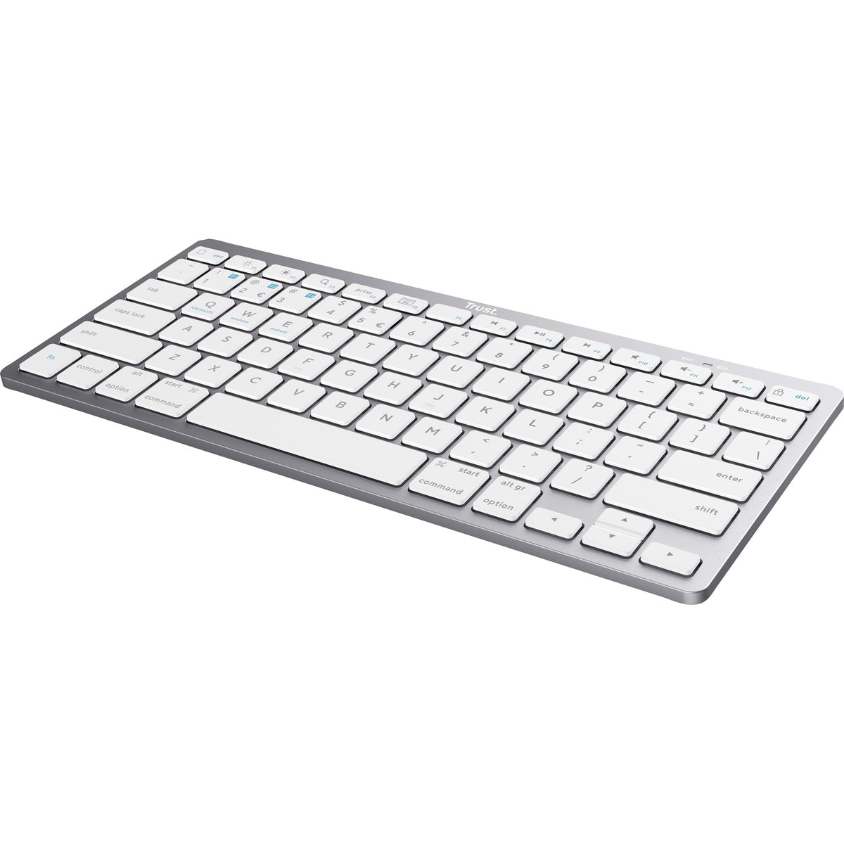 Bezprzewodowa klawiatura Bluetooth Trust (szara, układ US (QWERTY), przełączniki nożycowe, 85%, Bluetooth 4.0)