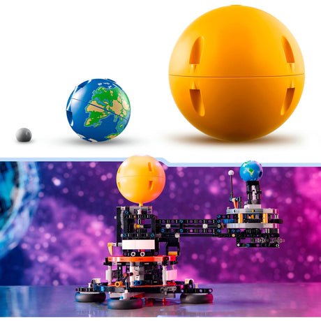 Lego technic - zabawka konstrukcyjna z ziemią i księżycem w ruchu
