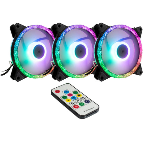 Zestaw wentylatorów inter-tech argus rs-07 rgb 120x120x25 (czarny, 3 sztuki, 120 x 120 x 25 mm, pwm)