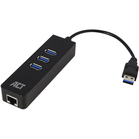 Act Connectivity Hub USB 3.2 ac6310 z 3 portami USB-A i koncentrator USB Ethernet (czarny)