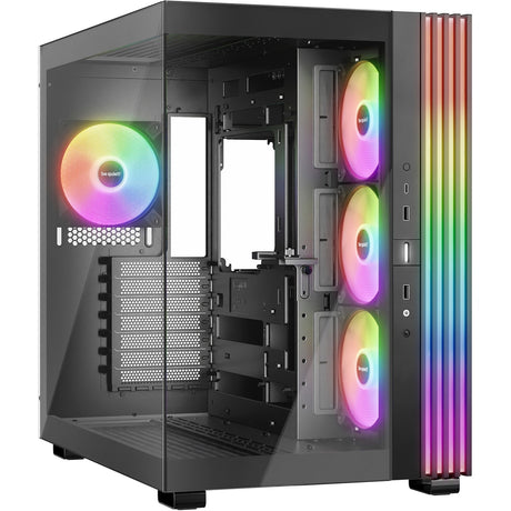 Bądź cicho! podstawa świetlna 600 lx obudowa midi tower (czarna | 2x USB-A | 1x USB-C | RGB | okienko)