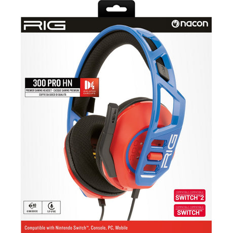 Nauszny zestaw słuchawkowy do gier Nacon rig 300 pro hn (czerwony niebieski, przełącznik Nintendo, przełącznik Nintendo 2, Playstation 5, Playstation 4, Xbox, Windows)