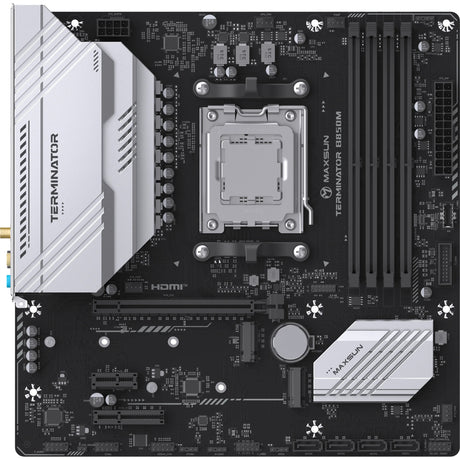 Płyta główna Maxsun MS-Terminator B850M WiFi Socket AM5 (czarna, RAID, 2,5 GB-LAN, WLAN, BT, dźwięk, µATX)