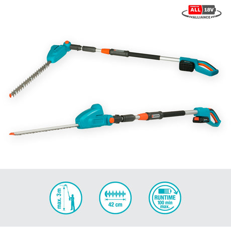 Akumulatorowe nożyce do żywopłotu Gardena THS 42 18V - 42cm - z obrotową głowicą