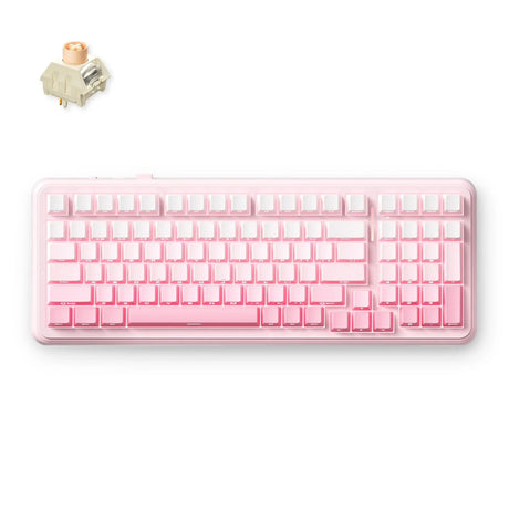 Bezprzewodowa klawiatura mechaniczna Mchose K99 V2 z uszczelką (jasnoróżowa, układ US (QWERTY), Kailh Box Icy Creamsicle, 99%, RGB, nasadki klawiszy PBT, hot-swap, 2,4 GHz | Bluetooth | USB-C)