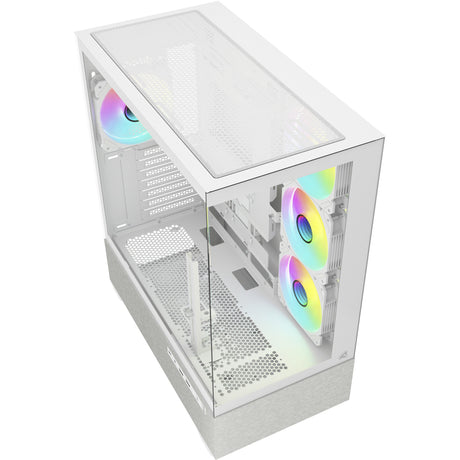 Obudowa midi tower Sharkoon ak7 argb (biała | 2x USB-A | 1x USB-C | RGB | szkło hartowane)