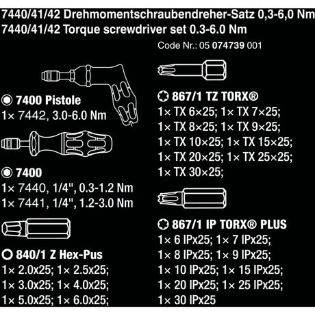 Wera 7440 41 42 Zestaw wkrętaków dynamometrycznych Kraftform 0,3-6,0 nm (czarno-zielony, 27 sztuk, z szybkozaciskowym uchwytem wiertarskim Rapidaptor)