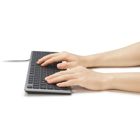 Klawiatura przewodowa Kensington KB515 EQ USB-C USB-A (szara, układ US-międzynarodowy (QWERTY), przełączniki nożycowe, 100%)