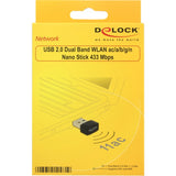 Delock Adapter USB 2.0 dwuzakresowy WLAN nano stick WLAN (czarny)