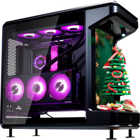 Cooler master masterframe 360 stage obudowa midi tower LCD (czarna | 2x USB-A | 1x USB-C | szkło hartowane)