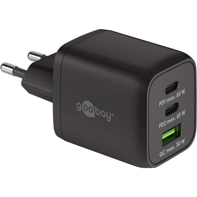 Szybka ładowarka Goobay USB-C nano (65 W) i tekstylny kabel USB-C (czarny, 1 metr)