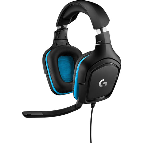 Przewodowy nauszny zestaw słuchawkowy do gier Logitech G432 7.1 z dźwiękiem przestrzennym (czarny niebieski, PC, Playstation 4, Playstation 5, Xbox One, Xbox Series X|S, Nintendo Switch)