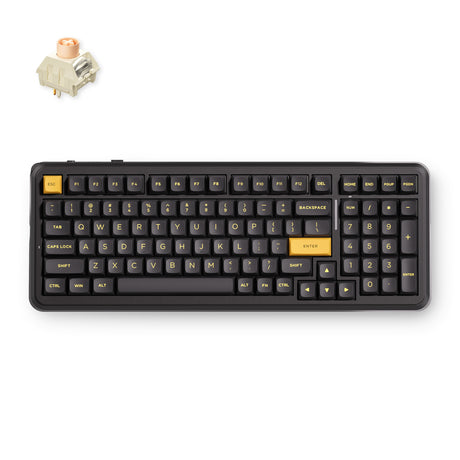 Mchose k99 v3 wireless mechanical keyboard (zwart, us lay-out (qwerty), kailh box icy creamsicle, 99%, rgb, pbt keycaps, hot-swap, 2.4 ghz | bluetooth | usb-c)