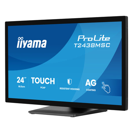 Monitor Iiyama prolite t2438msc-b2 23,8 z ekranem dotykowym (czarny, 120 hz, hdmi, displayport, audio, usb, dotykowy)
