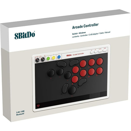 Kontroler 8bitdo Arcade (szary czerwony, 2,4 GHz Bluetooth USB, Nintendo Switch 1 + 2, PC)