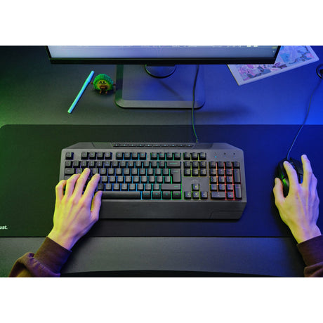Klawiatura do gier Trust GXT 836 EVOCX RGB (czarna, układ US (QWERTY), membrana, 100%, RGB)