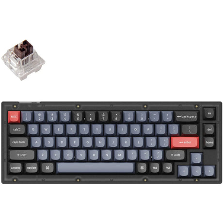 Mechaniczna klawiatura do gier Keychron v2-a3 rgb (czarna, układ amerykański (qwerty), k pro brązowy, 65%, diody rgb, double-shot pbt, hot swap)