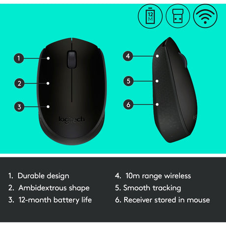 Mysz Logitech B170 (czarna, bezprzewodowa)