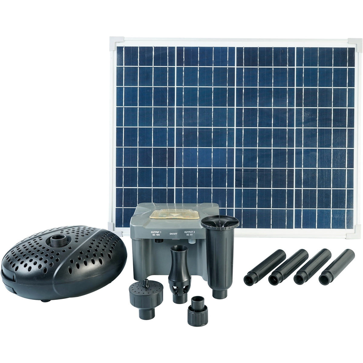 Pompa akumulatorowa Ubbink solarmax 2500 (czarna, z panelem słonecznym, pompą i baterią)