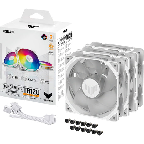 Wentylatory z odwróconą obudową Asus tuf gaming tr120 argb (białe, 3 sztuki, 120 x 120 x 28 mm)
