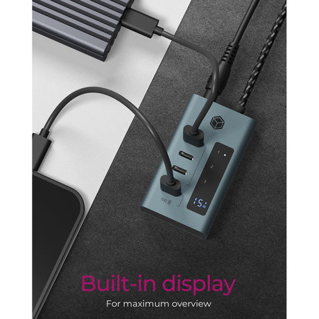 Icy box ib-hub1454-c31 Koncentrator USB (szary niebiesko-szary, 4x USB-C 3.2 (10 Gbit s))