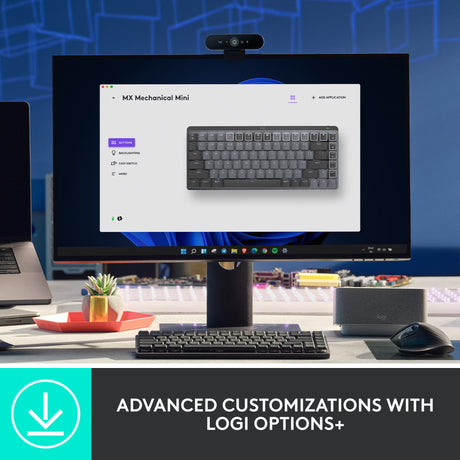 Mechaniczna mini klawiatura Logitech MX (czarna, układ międzynarodowy (QWERTY), dotykowa GL, 80% (TKL), Bluetooth)