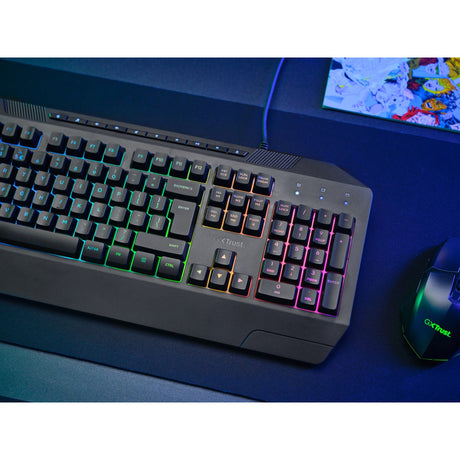 Klawiatura do gier Trust GXT 836 EVOCX RGB (czarna, układ US (QWERTY), membrana, 100%, RGB)