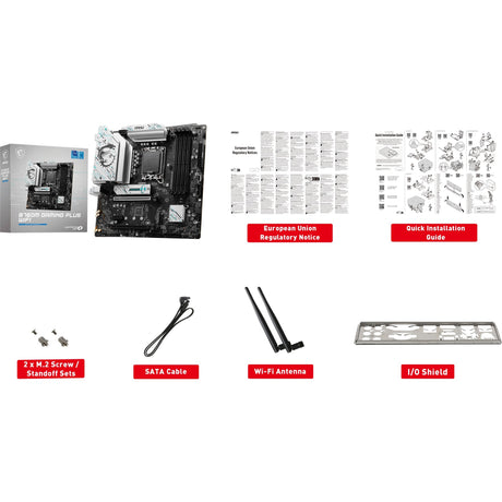 Płyta główna MSI B760M Gaming Plus WiFi Socket 1700 (czarno-srebrna, RAID, 2,5 GB LAN, Wi-Fi 6e, BT, dźwięk, µATX)