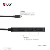 Koncentrator Club 3D USB-C na Triple DisplayPort MST (czarny, 4K60 Hz)