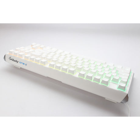 Klawiatura mechaniczna Ducky one 3, klasyczna, czysta biała tkl rgb (biała, układ amerykański (qwerty), wiśnia mx czerwona, 80% (tkl), diody rgb, podwójny strzał pbt, możliwość wymiany podczas pracy, mechanika szarlatanu)