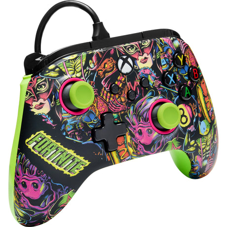 Kontroler Powera Advantage z kablem do serii xbox x|s - fortnite: blask (neonowa zieleń, xbox series x|s, xbox one, PC)