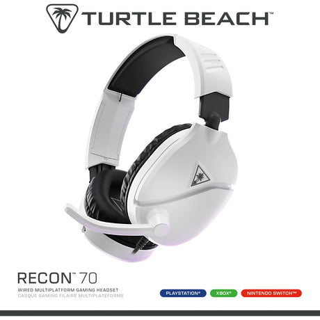 Zestaw słuchawkowy do gier nausznych Turtle Beach Ear Force Recon 70p (2024) (biały, PS4, PS5, Xbox Series X|s, Xbox One, Switch, PC, Mobile)